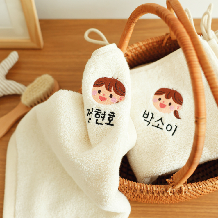 어린이집 무염색 고리수건 이름자수 핸드타월 유치원 준비물 밤나무모달 이미지 4