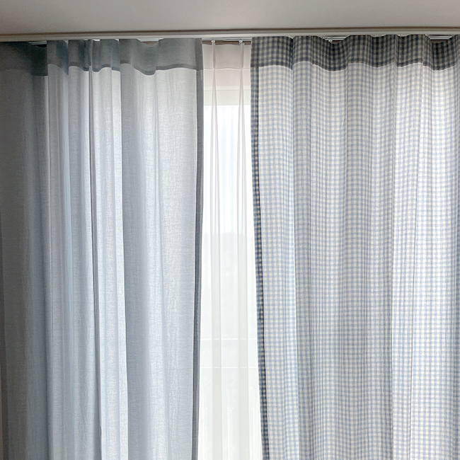 멜란 무지 아이방 키즈 커튼 블루