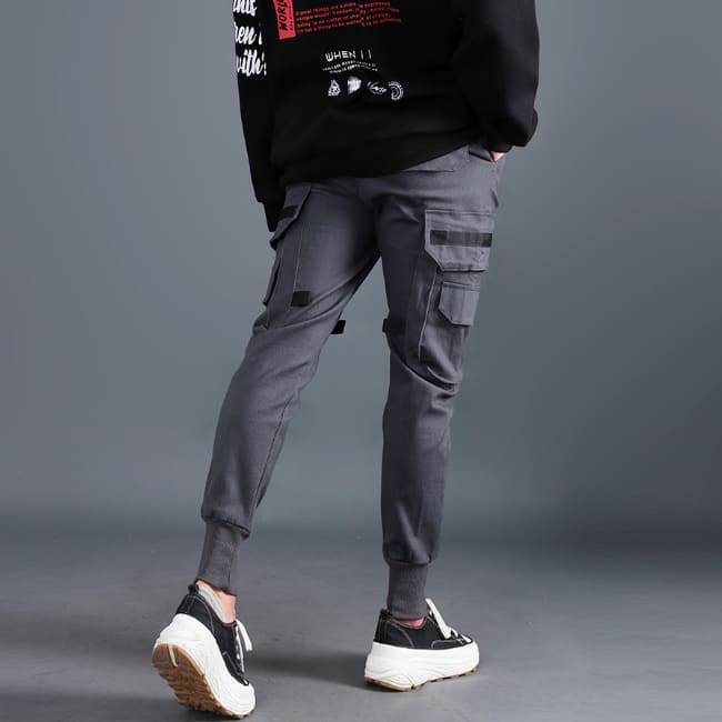 남자 노토 봄 가을 면 스판 입체포켓 밴딩 카고 조거팬츠 - 상세 이미지 2
