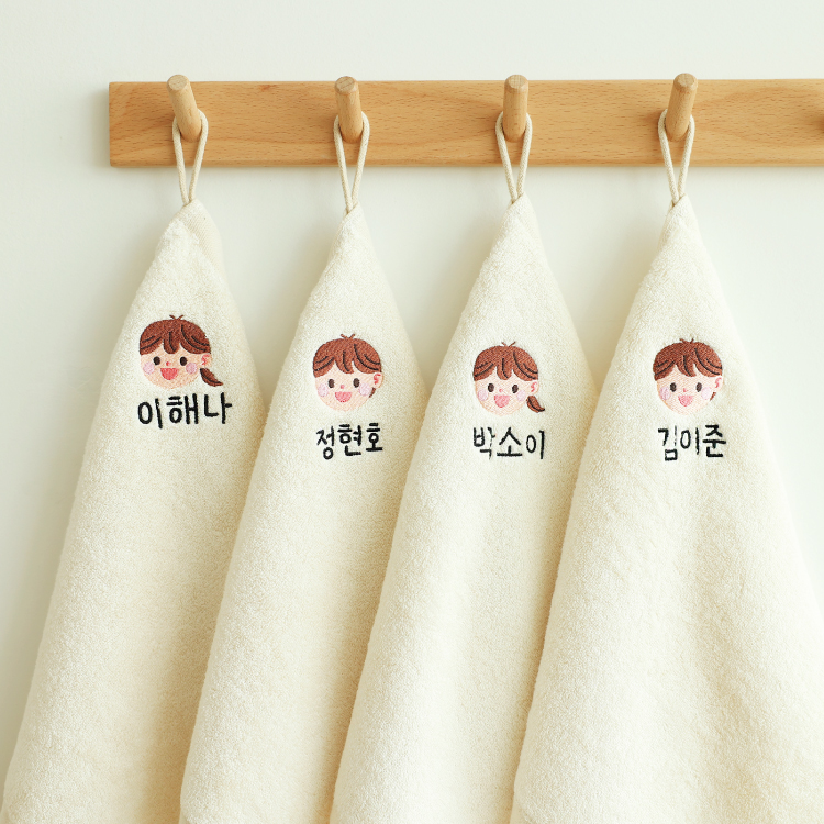 어린이집 무염색 고리수건 이름자수 핸드타월 유치원 준비물 밤나무모달