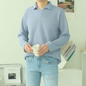 남자카라티 구김없는 오버핏 헨리넥 남자긴팔티 착용 후기 | 사이즈/핏 총정리 - 상품 이미지 1