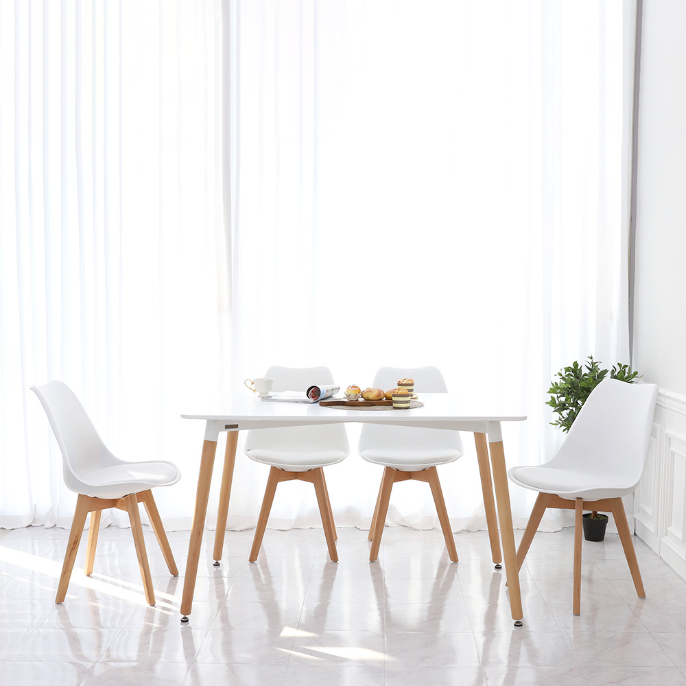 (식탁+의자 SET)템포 스퀘어 1200 X 도도 화이트 사각 4인용 카페 식탁 테이블 세트