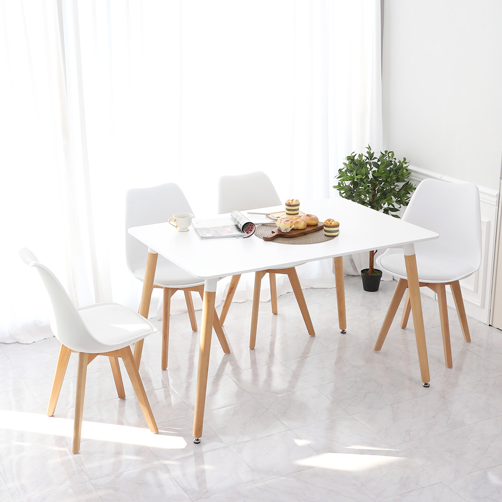 템포 스퀘어 1200 화이트 사각 라운드 2인 4인용 카페 원목 식탁 테이블 (의자 미포함)