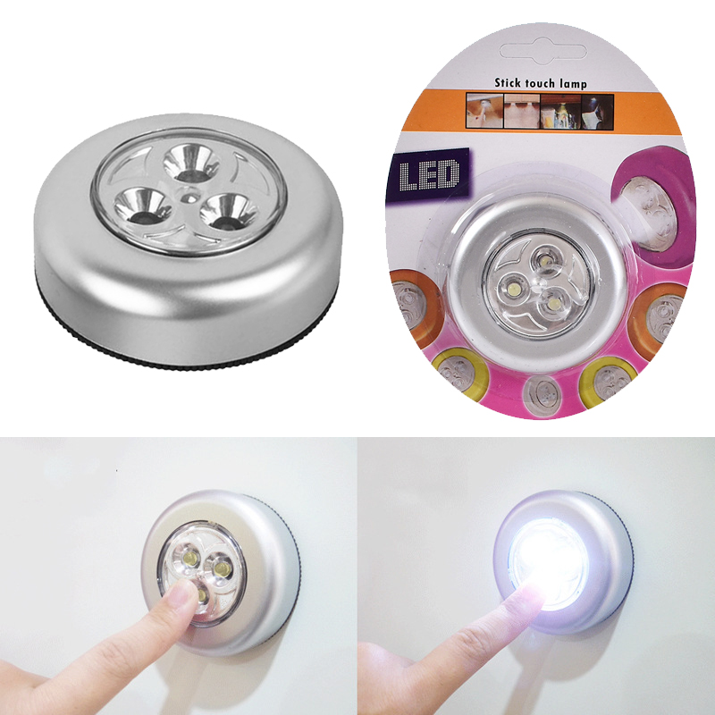 터치라이트 (3구 LED 터치후레쉬 A타입) 부착식 터치 라이트 터치등 무드등 랜턴 휴대용 캠핑 여행 조명 취침등 실내 무선 등 전등 - 상품 이미지