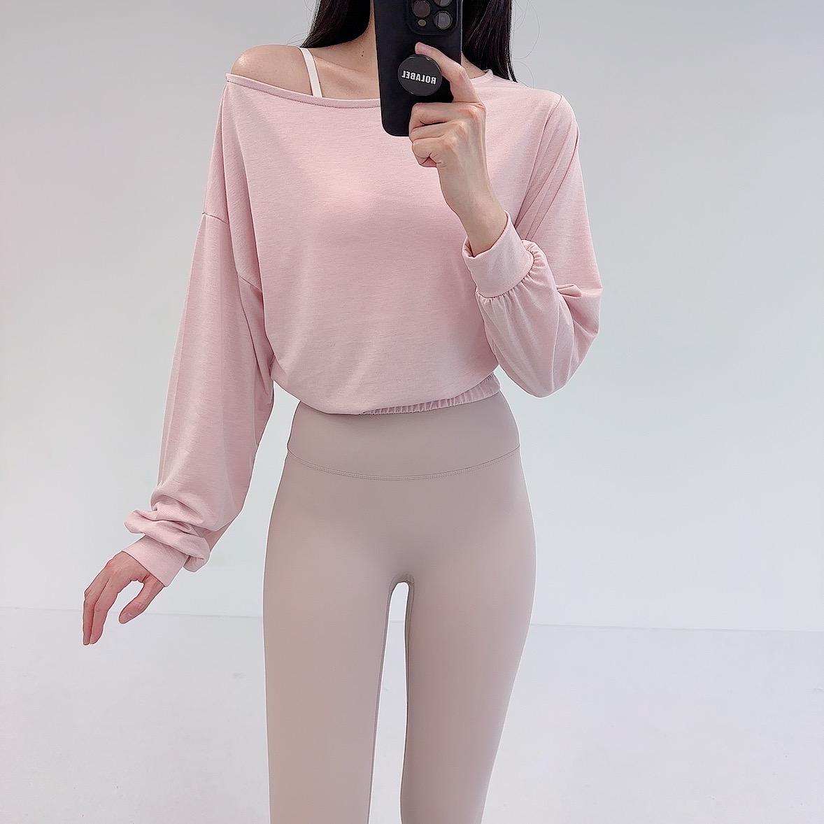로라벨 도르 필라테스복 여성 요가복 필라테스 요가 상의 옷 긴팔 티셔츠 운동복 긴팔 크롭 - 상세 이미지 2