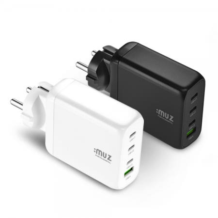 포유디지탈 iMUZ USB-PD PPS/QC4+ 120W 4포트 GaN 접지형 충전기 PD120W-GAN 블랙
