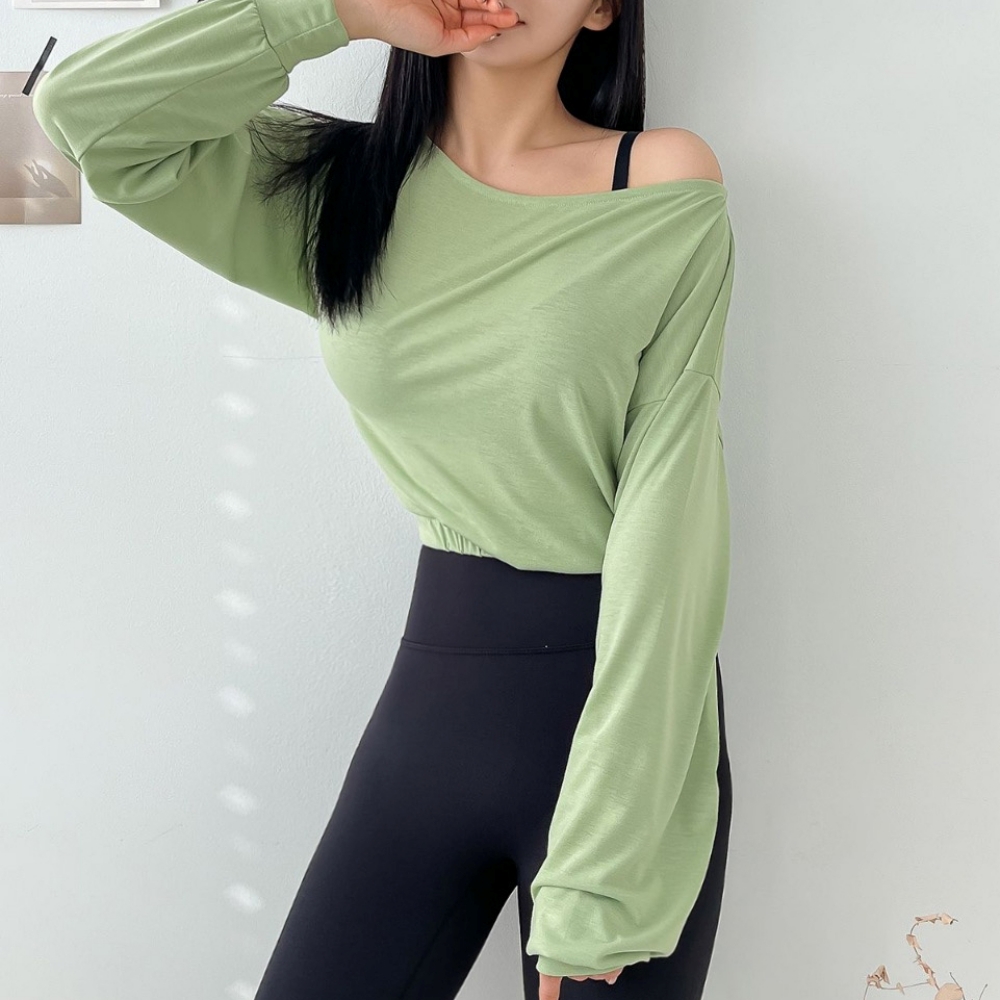 로라벨 도르 필라테스복 여성 요가복 필라테스 요가 상의 옷 긴팔 티셔츠 운동복 긴팔 크롭 - 메인 이미지