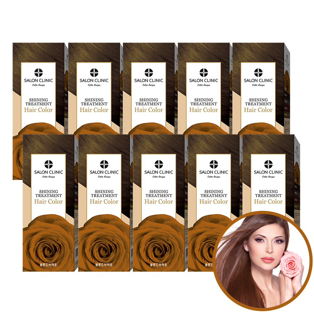 살롱클리닉 셀프 염색약 저자극 새치 커버 블론드브라운(밝은갈색) (10세트)