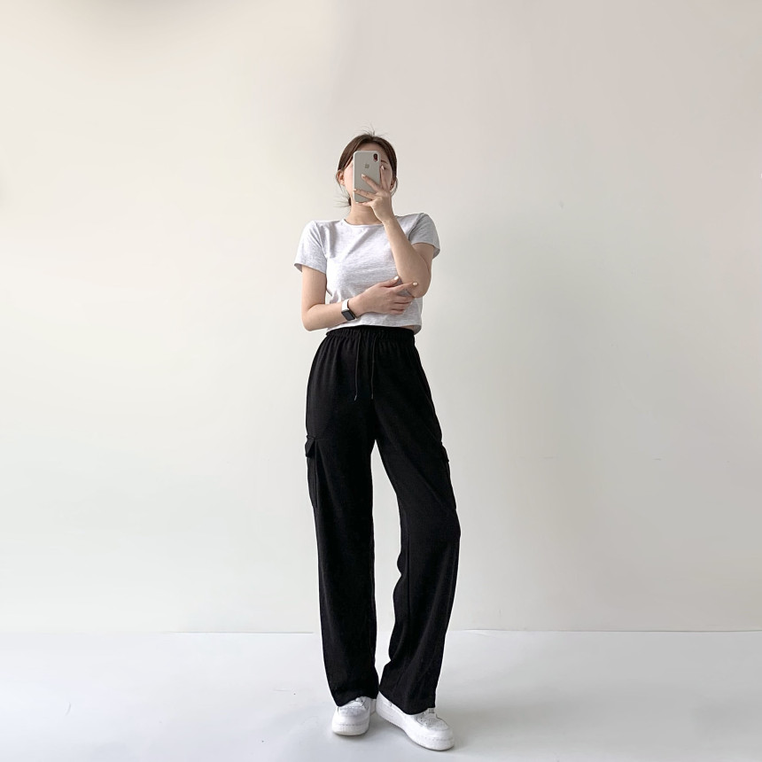 [단독]기모/기본 세미와이드 카고바지 트레이닝 하이웨스트 바지 와이드 밴딩 팬츠 세미와이드 바지 기모밴딩바지 하비바지 기모트레이닝팬츠기모바지 겨울바지 상세 이미지 37
