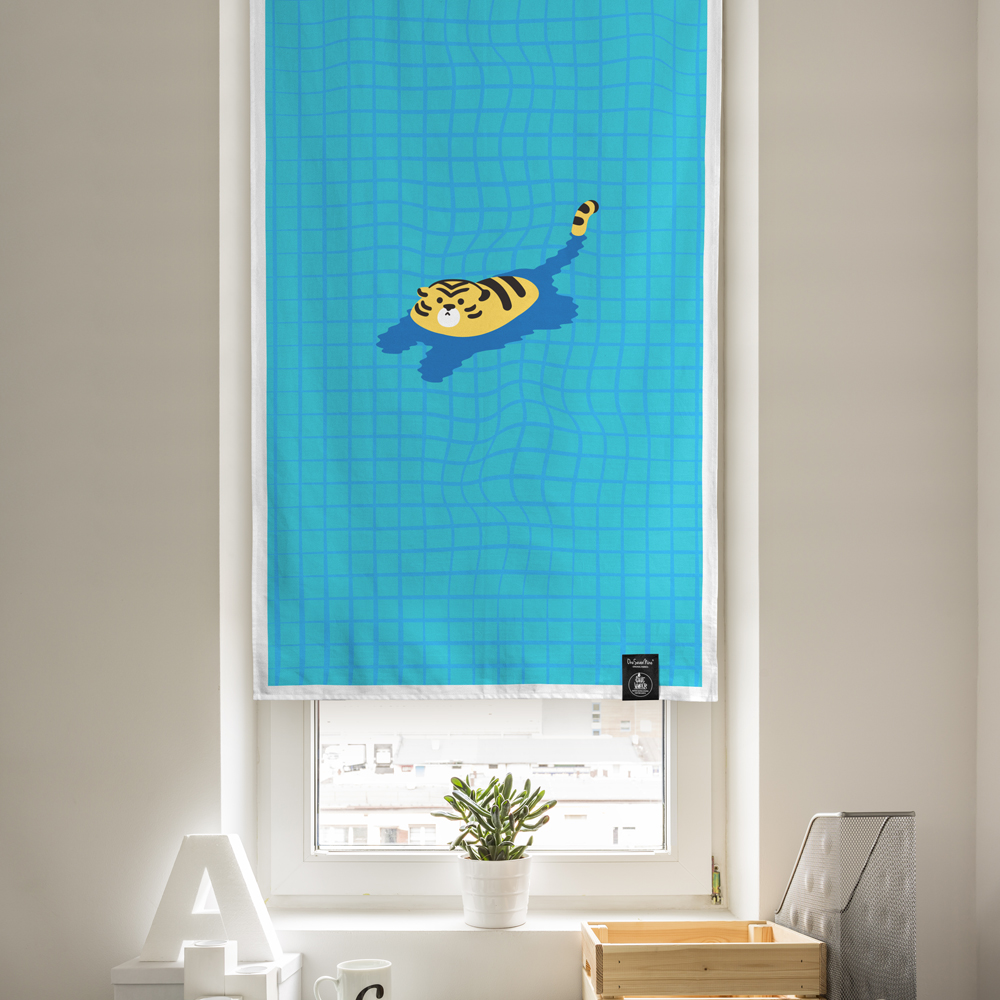 원세븐나인 도어커튼 맹호 역영도, M (85cm X 140cm)
