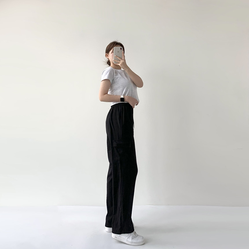 [단독]기모/기본 세미와이드 카고바지 트레이닝 하이웨스트 바지 와이드 밴딩 팬츠 세미와이드 바지 기모밴딩바지 하비바지 기모트레이닝팬츠기모바지 겨울바지 상세 이미지 74