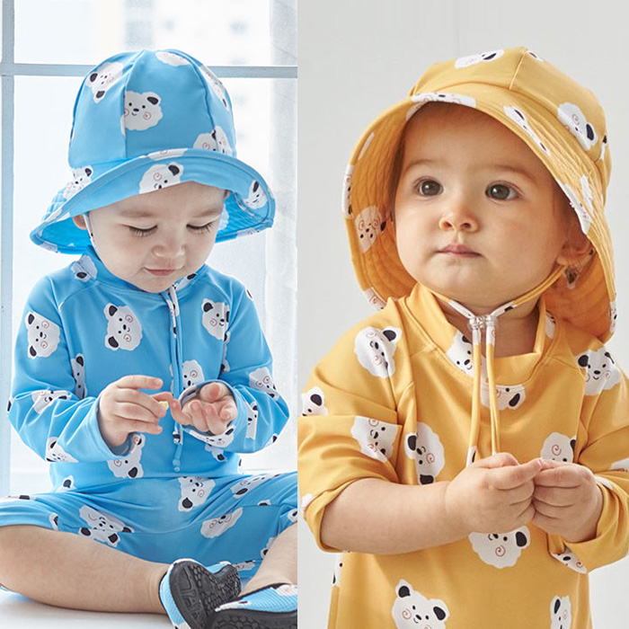 베어 수영모자 여아 UV플랩캡 남아 아쿠아 아기 수영모 유아 자외선차단 모자