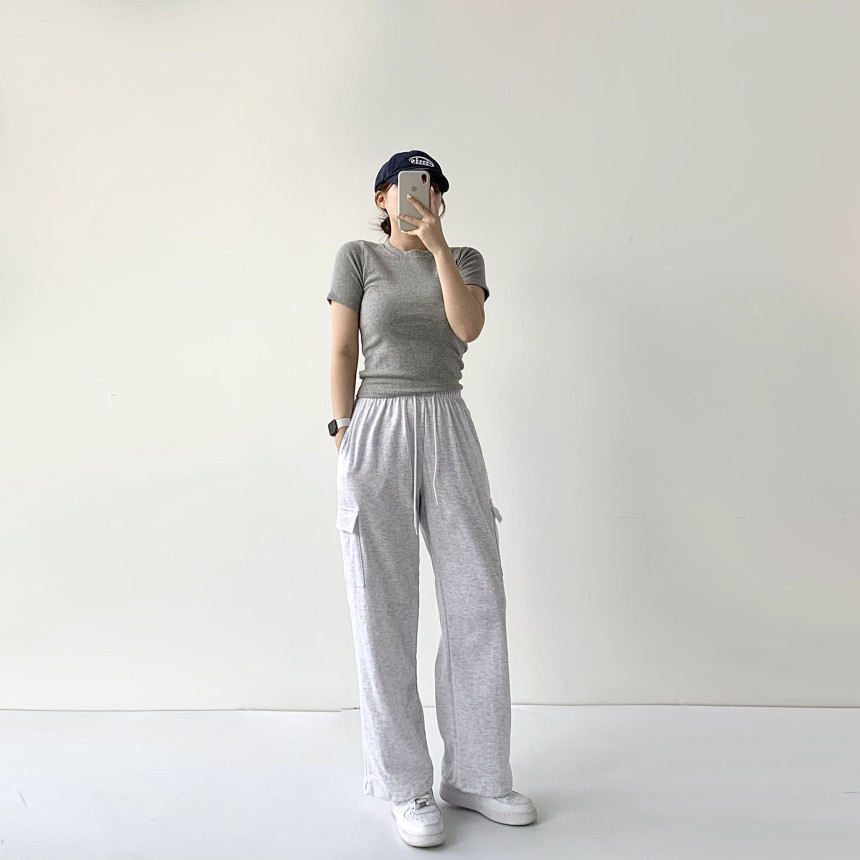 [단독]기모/기본 세미와이드 카고바지 트레이닝 하이웨스트 바지 와이드 밴딩 팬츠 세미와이드 바지 기모밴딩바지 하비바지 기모트레이닝팬츠기모바지 겨울바지 상세 이미지 49