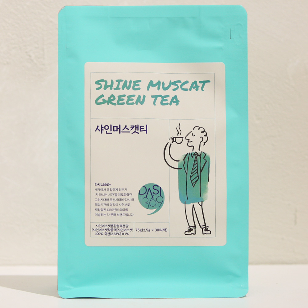 자연에서 온 달콤한 녹차를 즐기세요 다시1369 귀한 국내산 녹차와 샤인머스캣의 블렌딩 티 30개입, 1개