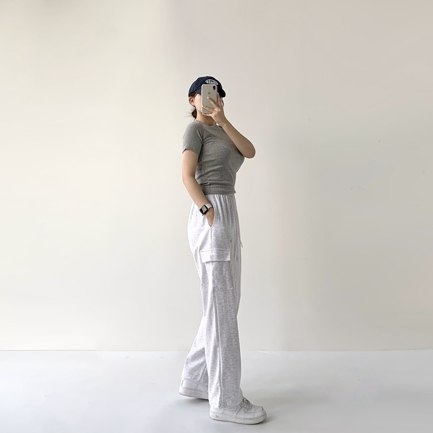 [단독]기모/기본 세미와이드 카고바지 트레이닝 하이웨스트 바지 와이드 밴딩 팬츠 세미와이드 바지 기모밴딩바지 하비바지 기모트레이닝팬츠기모바지 겨울바지 상세 이미지 48
