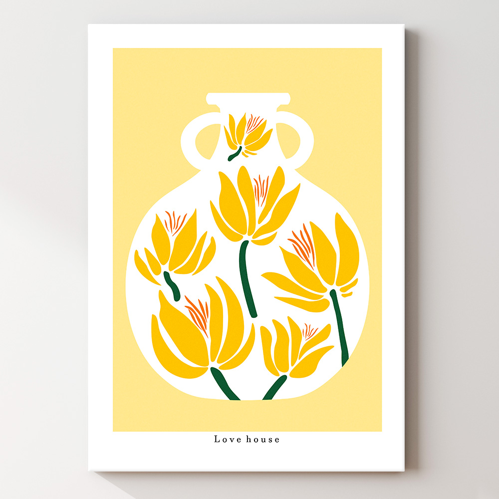 해바라기 그림 액자 일러스트 2종 포스터 A4