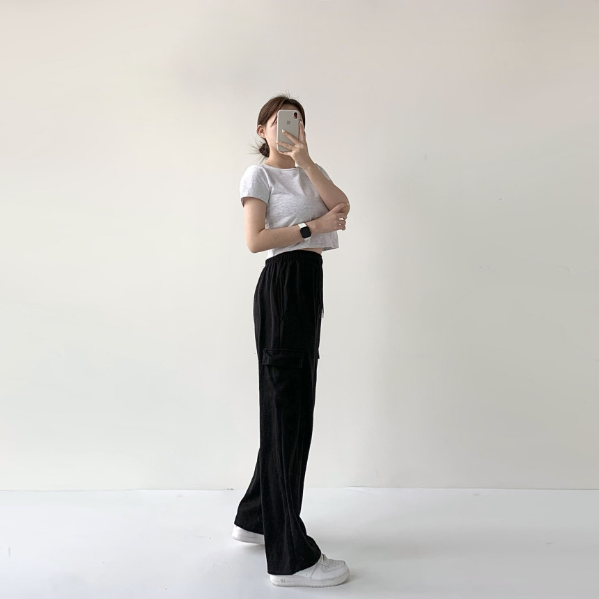 [단독]기모/기본 세미와이드 카고바지 트레이닝 하이웨스트 바지 와이드 밴딩 팬츠 세미와이드 바지 기모밴딩바지 하비바지 기모트레이닝팬츠기모바지 겨울바지 상세 이미지 75