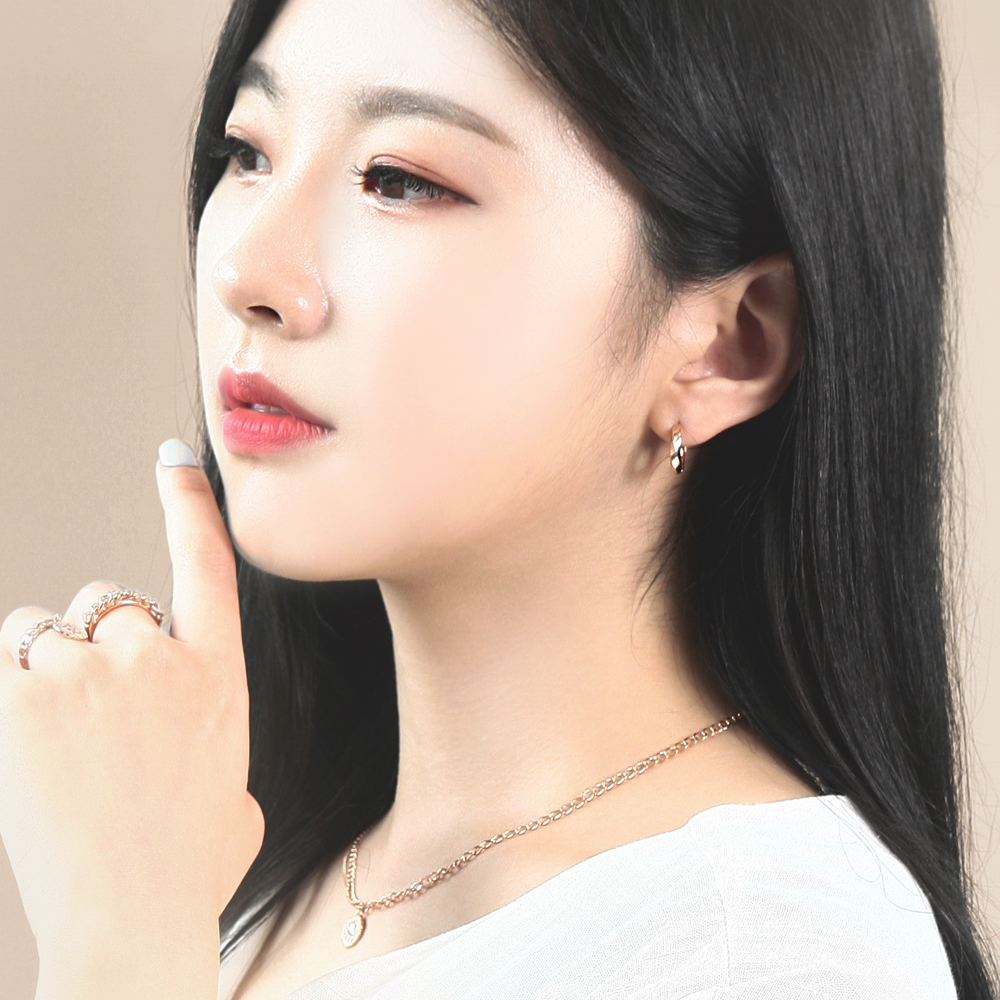 베체도르 14k 18k 에디스 웨이브 링 귀걸이 라지 - 상세 이미지 3