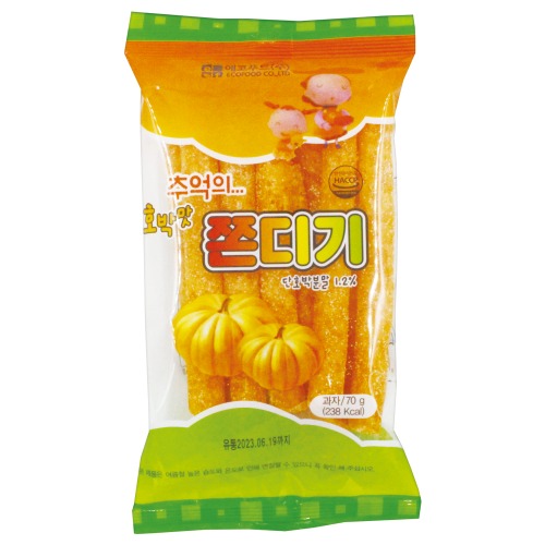 에코푸드 호박맛 쫀디기 70g 추억 간식 쫀드기 설탕 : 얌얌몰