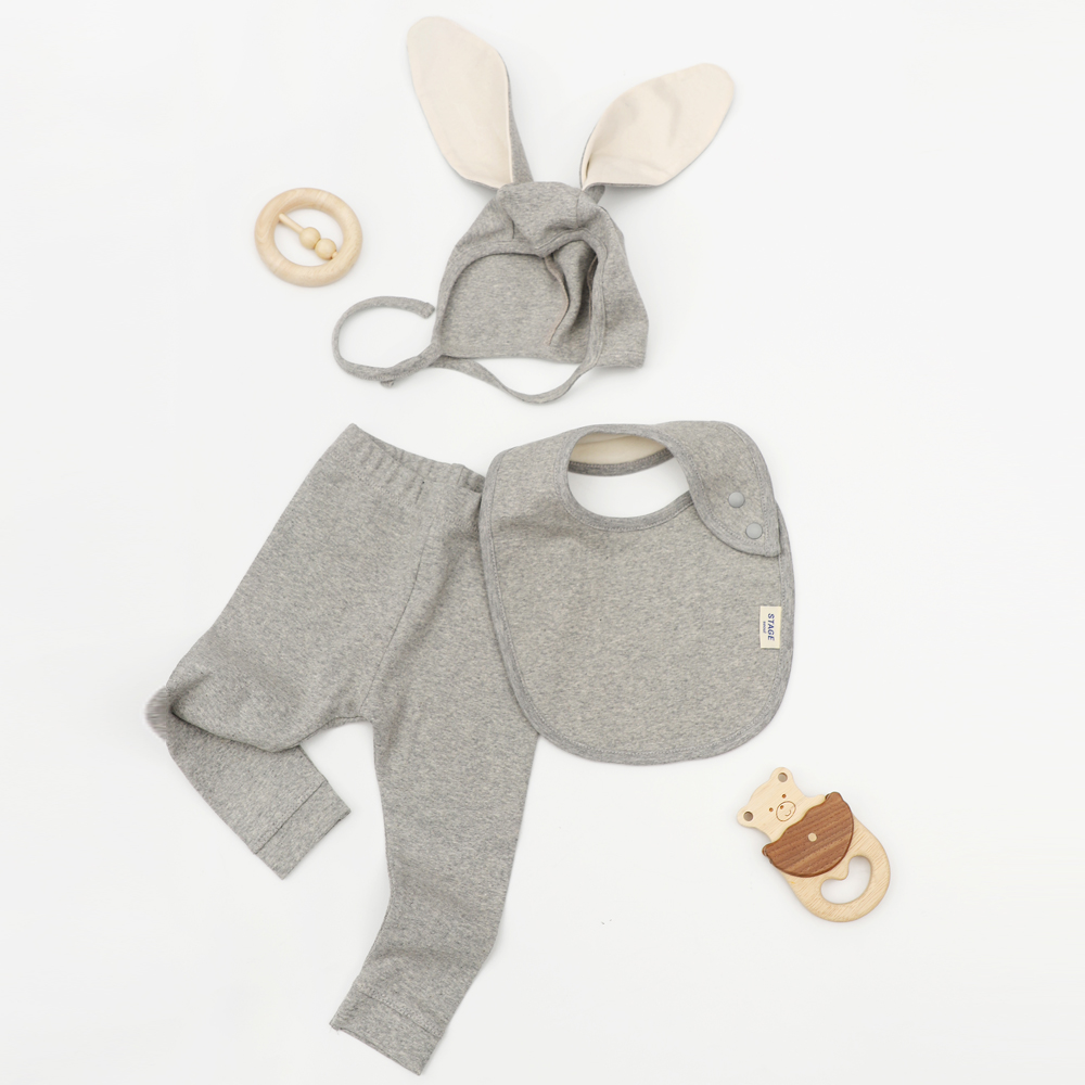 아기 유아 턱받이 실내복 레깅스 보넷 [리틀래빗 세트]