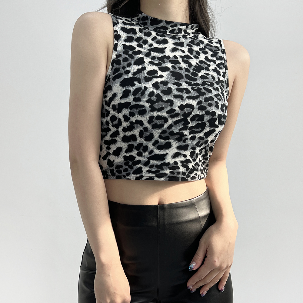미미 호피 레오파드 패턴 의상 민소매 나시 크롭티셔츠 2color 이미지 6