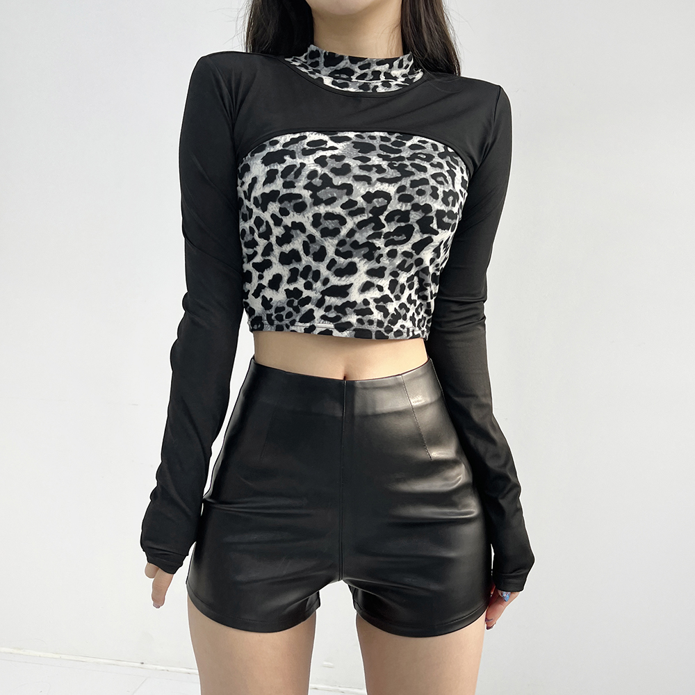 미미 호피 레오파드 패턴 의상 민소매 나시 크롭티셔츠 2color - 상세 이미지 5
