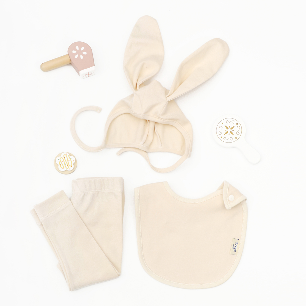 아기 유아 턱받이 실내복 레깅스 보넷 [리틀래빗 세트]