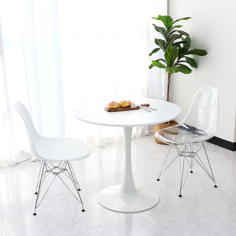 뉴 플로윙 카페 거실 부부 원형 식탁 테이블 600 상판 화이트 하부 화이트(의자 미포함)