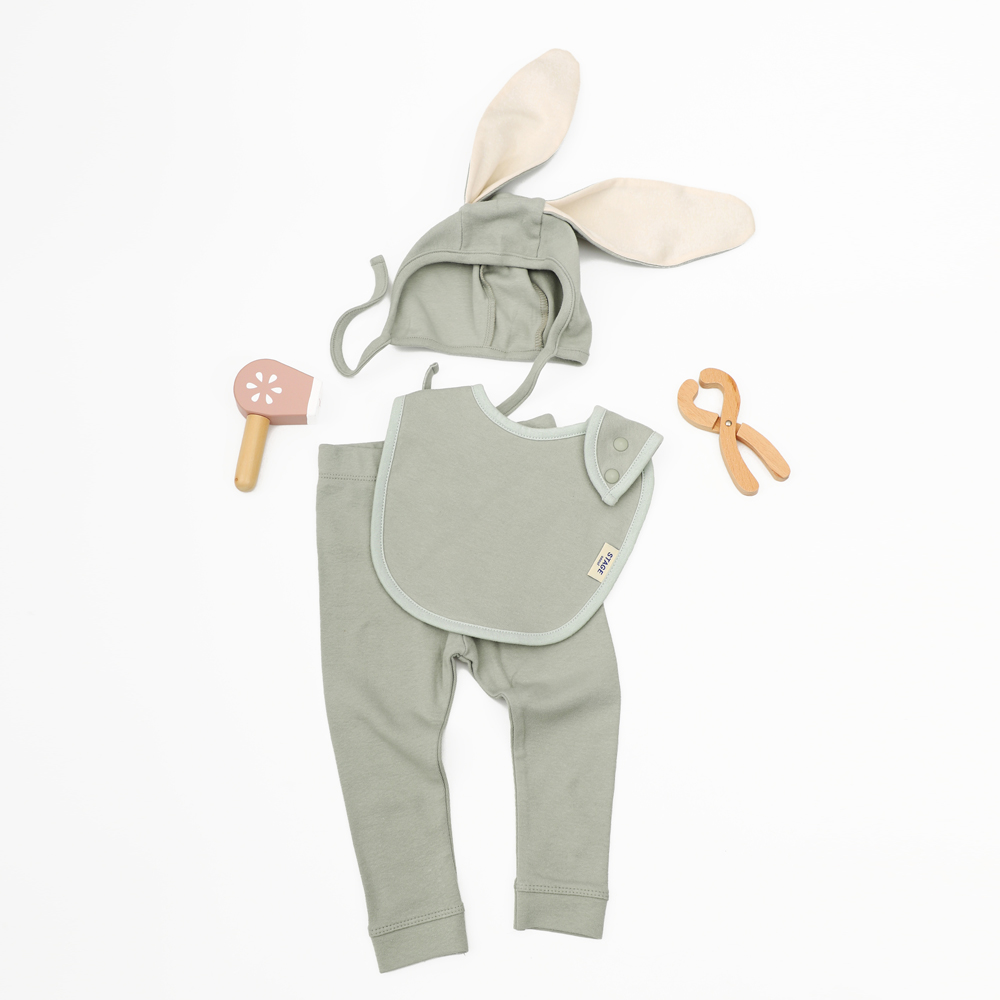 아기 유아 턱받이 실내복 레깅스 보넷 [리틀래빗 세트]