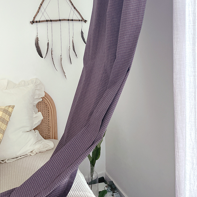 헤이즐 빈티지 체크 맞춤 커튼