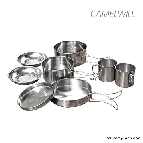 캠핑 냄비 코펠 세트 반합 식기 후라이팬 그릇 스텐 8종