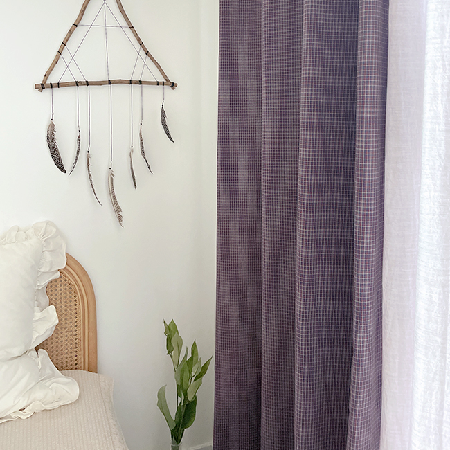 헤이즐 빈티지 체크 커튼