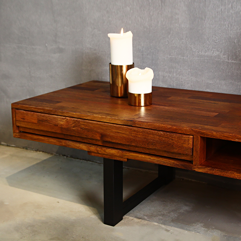 메종 멀바우 원목 서랍 낮은 거실장 2000 TV 다이 선반 CL073