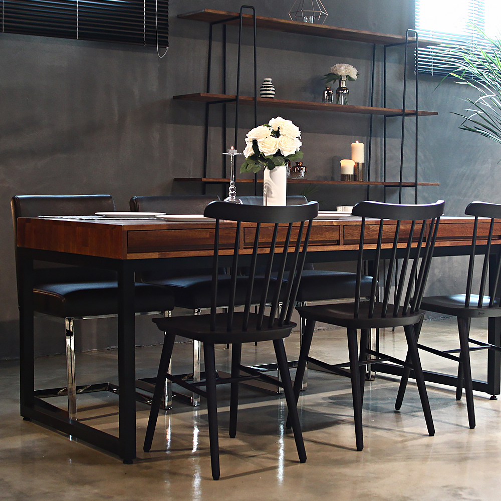 6인용 멀바우 원목 양면 서랍 인테리어 카페 식탁 테이블 1500 CL067