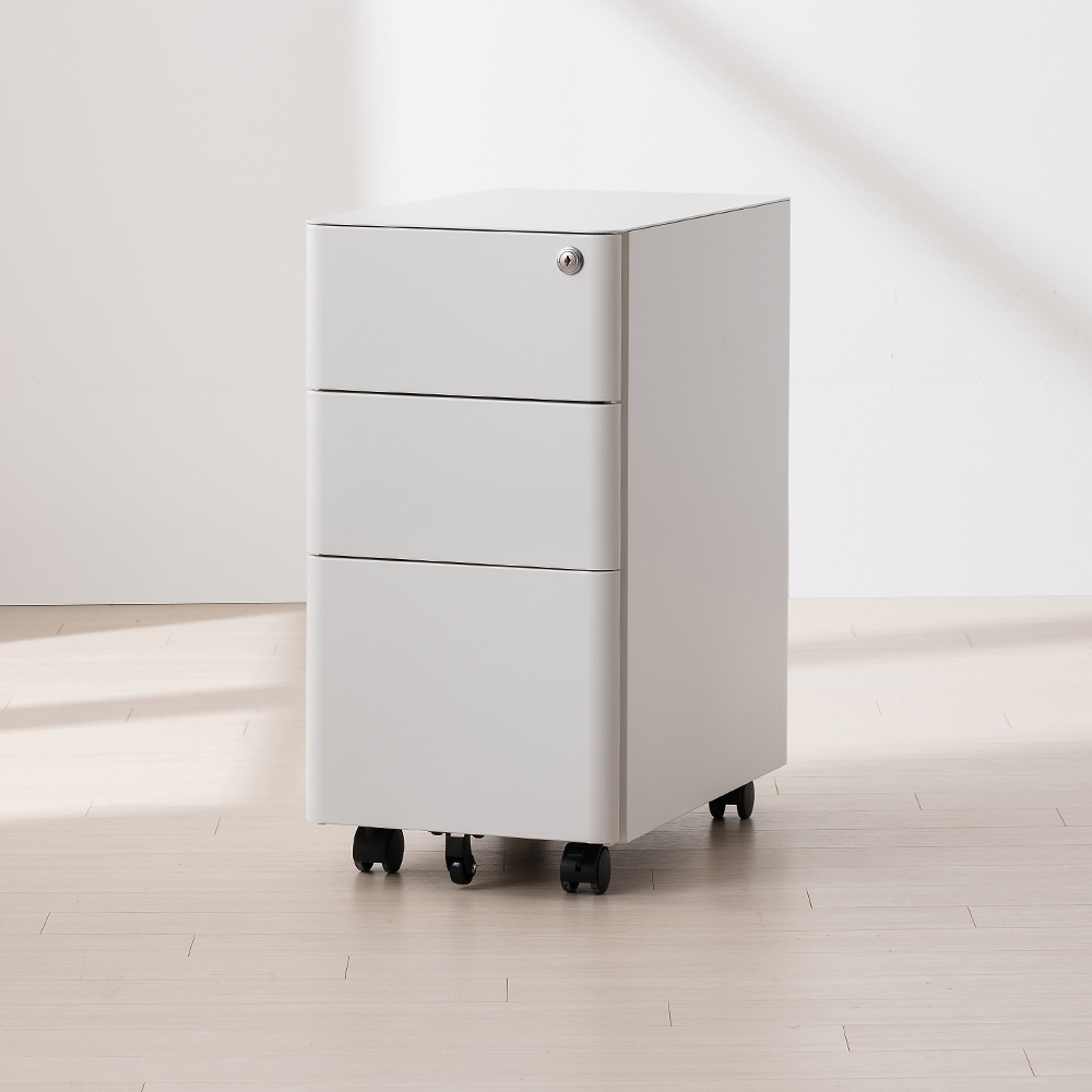 올즈 큐브 3단 프리미엄 스틸 슬림 캐비넷 화이트