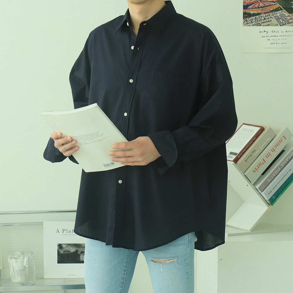 남자셔츠 박스핏 와이드카라 남성남방 남자오버핏셔츠 이미지 2
