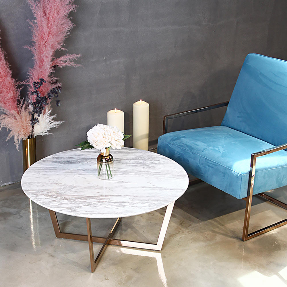 이태리 천연 대리석 원형 거실 소파 테이블 800 KF15 / 비앙코카라라 CL009