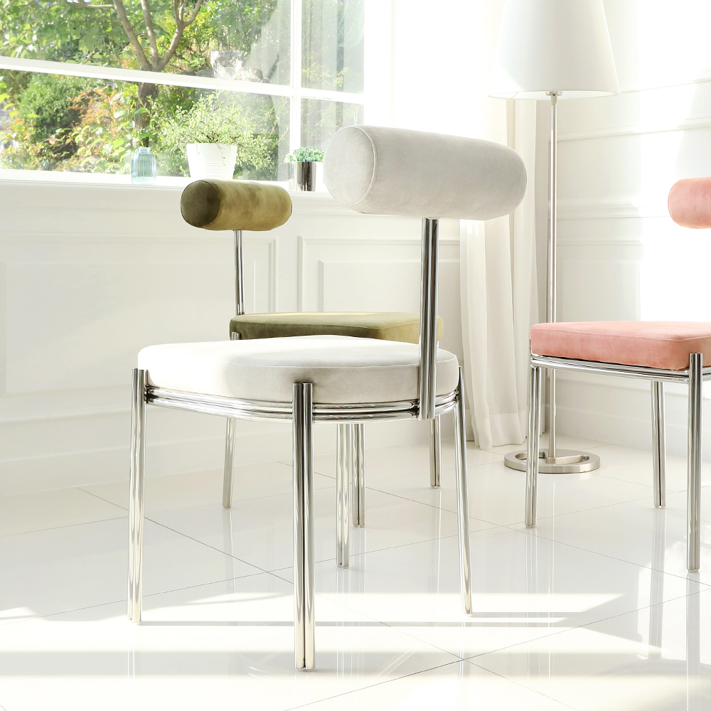 앨빈 패브릭 실버 식탁 카페 의자 인테리어 디자인 라운지 체어 CL466