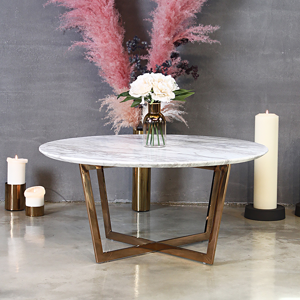 이태리 천연 대리석 원형 거실 소파 테이블 800 KF15 / 비앙코카라라 CL009