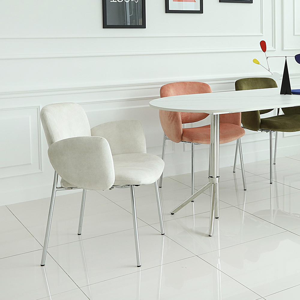 브린 패브릭 실버 식탁 카페 의자 인테리어 디자인 라운지 체어 CL464