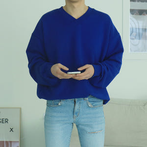 남자맨투맨 브이넥 오버핏 남자긴팔티 커플맨투맨 착용 후기 | 사이즈/핏 총정리 - 상품 이미지 2