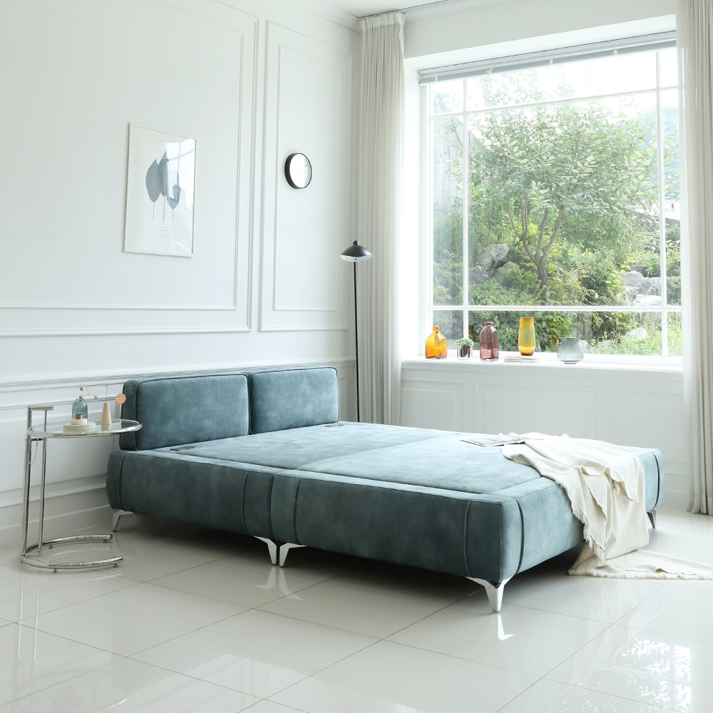 국내제작 라떼 패브릭 황토볼 흙침대 온열 황토침대 1인용 슈퍼싱글 SS CL461