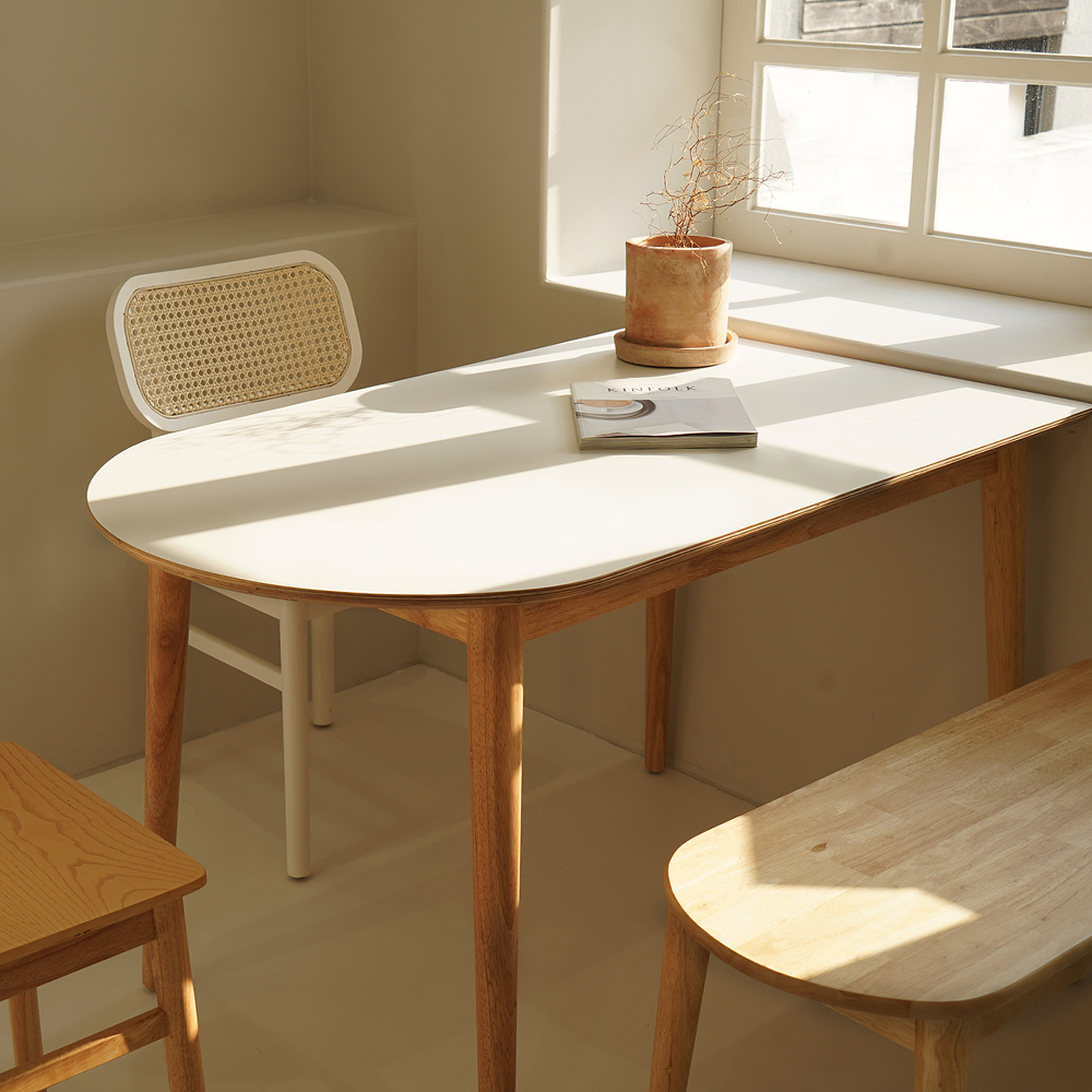 자야캠핑 카야니 양면 HPM 유칼립투스원목 반타원형 2인 4인 식탁 테이블 1200