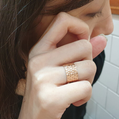 14k 18k 넓은 커팅 검지 우정 볼드 금 반지 - 상세 이미지 4