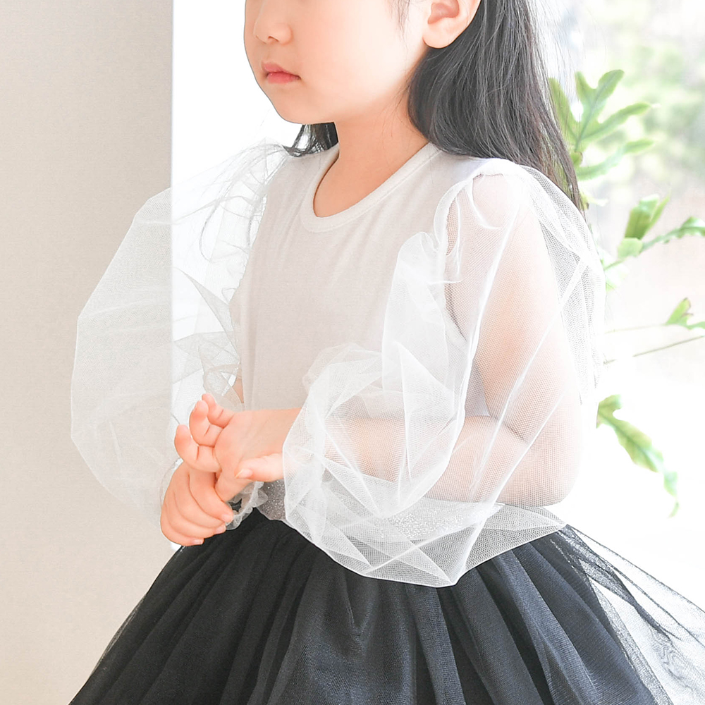 앙시 샤 티셔츠 메쉬 여아 아동 아이보리 블랙 핑크 보통핏