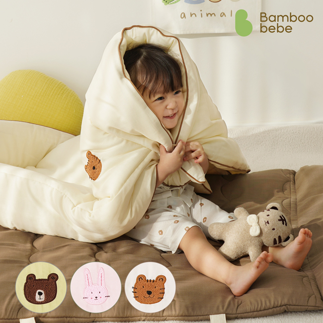 [밤부베베] 동물숲 분리형 낮잠이불 (사계절용)