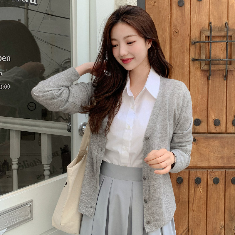 (국내제작)(캐시미어+파인울) 올타임 브이넥 니트 가디건 cd2801 이미지 3