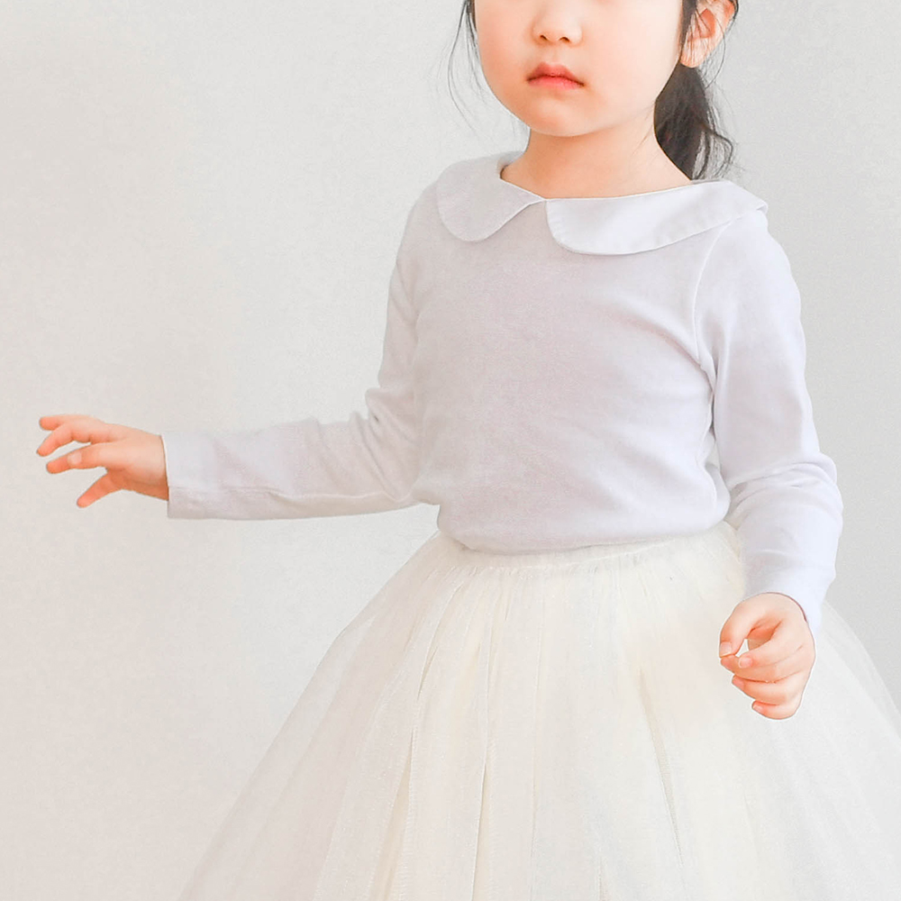 마레 카라 티셔츠  봄 가을 여아 아동 유아 기본 베이직 아이보리 그레이 면 긴팔 보통핏