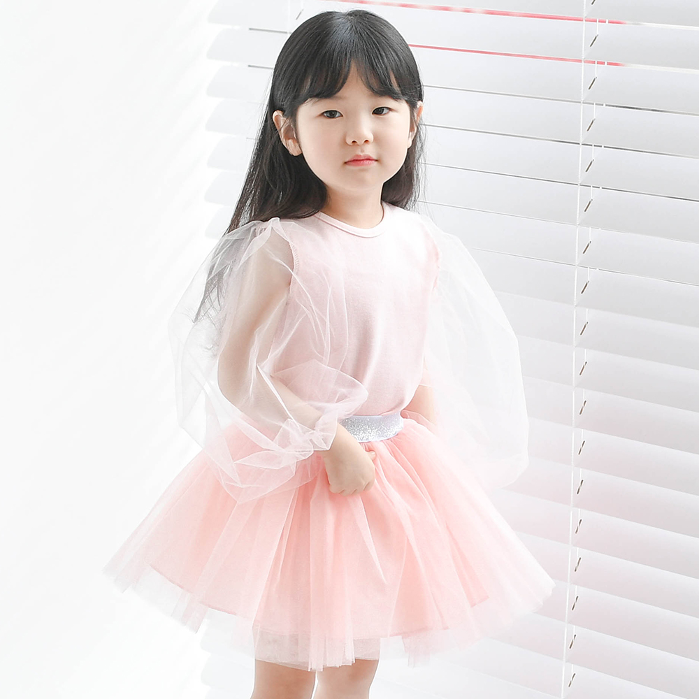 앙시 샤 티셔츠 메쉬 여아 아동 아이보리 블랙 핑크 보통핏 - 상세 이미지 5