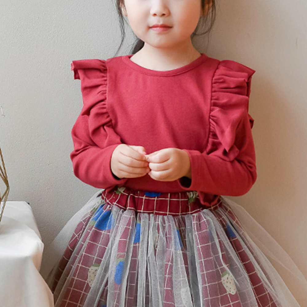 라브프릴티 여아 아동 베이직 기본티 보통핏 와인 아이보리 블랙 보통핏 면 - 상세 이미지 2